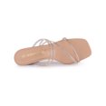 thumbnail image 4 of BLISSFUL STEP Women's Slide Sandal Rhinestone Strappy Square Toe Kitten Heel Slide Sandals Nude 6, 4 of 7