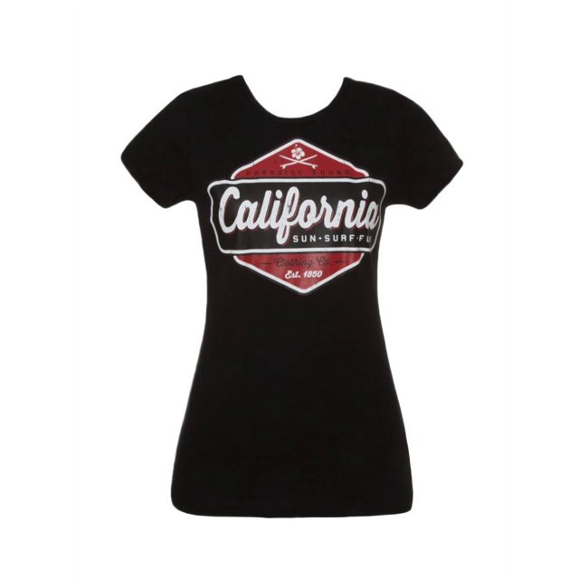 Cali Pride Womens Short-Sleeve T-Shirt - Sun Surf Fun - Small Black