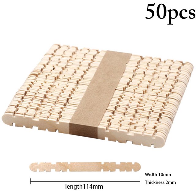 Coofit 50PCS Kids Ice Cream Stick DIY Safe Creative Wooden Popsicle Stick Ice Pop Stick