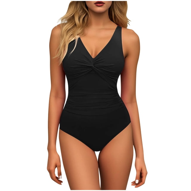 JMYHOAM One Piece Swimsuit Women Swimwear Women Solid Color Backless Strap Bikini Swimsuit Bikini Color Blocking Off-Shoulder Set