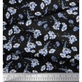 thumbnail image 3 of Soimoi Blue Rayon Fabric Leaves & Floral Decor Fabric Printed BTY 42 Inch Wide, 3 of 3
