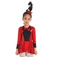 thumbnail image 3 of Yartina Costume de Maître de Cirque pour Filles Enfants Sequins Brillants Nœud Papillon Robe de Danse Jazz Moderne Rouge 14, 3 of 7