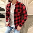 thumbnail image 2 of Chemise à Manches Longues pour Homme Mode Homme Décontractée Confortable Col à Revers Chemise à Carreaux Veste Haut à Manches Longues, 2 of 3