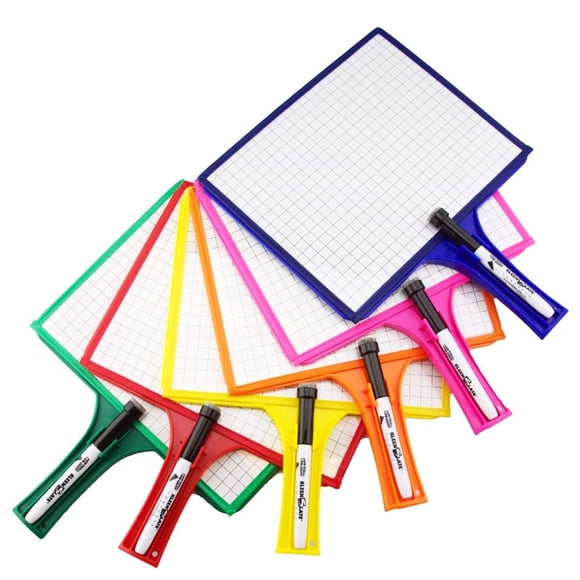 (12) KleenSlate 2-Sided Customizable Whiteboard w/Clear Dry Erase Sleeve for Interchangeable Templates and Graphic Organizers-Bonus 12 Microfiber Cloths with Bookbinder Rings and 12 Markers