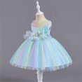 thumbnail image 4 of Dresses for Teens Spring Summer Print Ruffle Sleeveless Princess Party Decorations Flower Girl Dress Blue 6-12 Months, 4 of 4