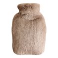 thumbnail image 1 of Graflsoa Double-Sided Fleece Cover Hot Water Bottle with PVC Inner Bag, 2000ml, Dark Coffee - Hand Warmer with Removable Cover, 1 of 7