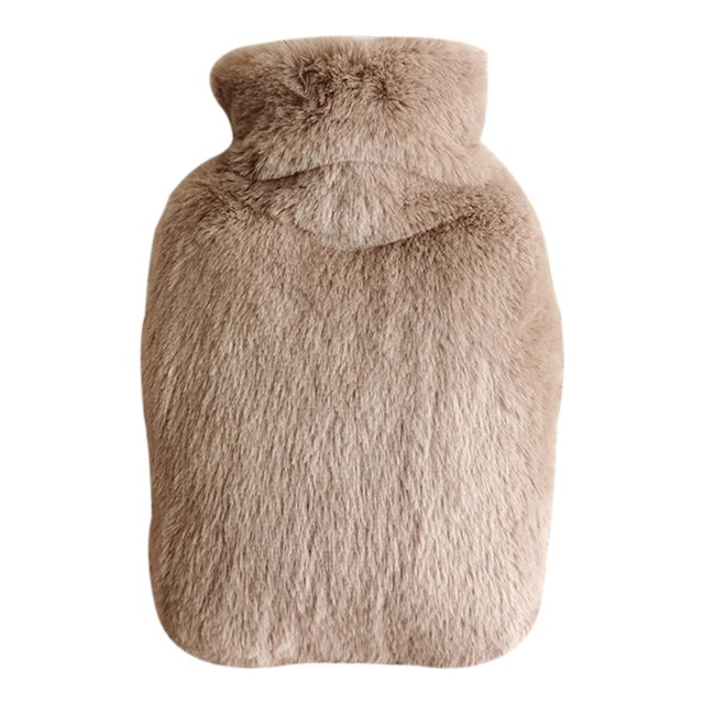 Graflsoa Double-Sided Fleece Cover Hot Water Bottle with PVC Inner Bag, 2000ml, Dark Coffee - Hand Warmer with Removable Cover