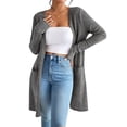 thumbnail image 2 of Cardigan Sweaters for Women Open Front Cardigan Casual Loose Fall Sweater with Pockets Gray M, 2 of 9
