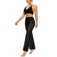 thumbnail image 2 of FOCUSNORM Women Hollow Out Pants Solid Color Elastic High Waist Trousers, 2 of 8