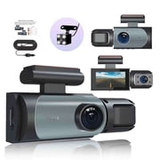 Chmadoxn Dash Cam 1.97in HD 1080P Front Inside And Rear 3 Channel Car Recorder With Night Vision/Loop Recording/Motion Detection /Wide Angle/Loop Recording Dash cam