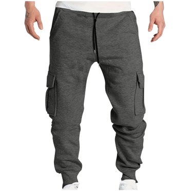 RXIRUCGD Men Fashion Print Casual Elastic Waist With Pocket Trousers Sport Pants, Dark Gray, Size: 2XL