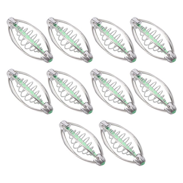 10 Pcs Mangeoire de Pêche, Mangeoire de Pêche Printanière en Acier Inoxydable Durable Support de Cage à Appâts avec Pendentif Perle Accessoire de Pêche