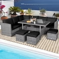 thumbnail image 4 of Gymax 7PCS Rattan Patio Sectional Sofa Set Conversation Set w/ Black Cushions, 4 of 10