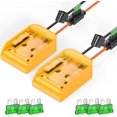 thumbnail image 1 of 2 Pack Power Wheels Adapter for Dewalt with Switch and Fuses, 12AWG Wire 20V Battery Conversion Kit with 6 PCS 30Amp Fuses for DCB200 DCB203 DCB205 DCB206 for DIY, Truck, Robotics and RC Toys, 1 of 7