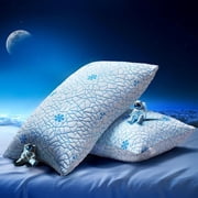 King Shded Memory Foam Pillow Set of Adjustable Height Cooling Pillows with Washable Cover for Side Back and Stomach Sleepers (King（ )
