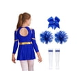 thumbnail image 2 of Zaldita Costume de Pom-Pom Girl pour Filles Enfants à Manches Longues Robe de Cheerleading avec Pompons Attache-Cheveux en Stock Tenue de Performance de Danse B Bleu 14, 2 of 7