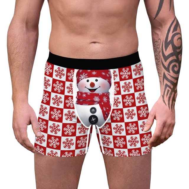 LSLJS Christmas Digital Printing Breathable Close Fitting Men's Underpants Comfortable Boxers, Boxers for Men