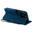 thumbnail image 4 of Flip Case for iPhone 16 Pro, Totem Embossed Flowers Premium PU Leather Wallet Folio Cover with Card Holder Kickstand Compatible with iPhone 16 Pro - Blue, 4 of 14