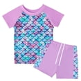 thumbnail image 3 of Girls Rash Guard 2-Piece Swimwear Fish Scale Pattern Swimwear Upf 50+ Uv for 4-12Y, 3 of 6