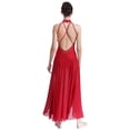 thumbnail image 4 of YiZYiF Robe Longue de Danse Lyrique pour Femme, Dos Croisé Fendu, Danse de Salon Moderne, Performance, Rouge, TG, 4 of 7