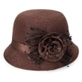 thumbnail image 1 of Penkiiy Spring and Summer Hat Ladies Linen Sunshade Top Hat Sunscreen Breathable Big Flower Princess Straw Hat Brown, 1 of 1