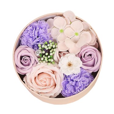 Boîte Combo Fleurs Artificielles Fleurs Simulation Boîte Ronde Cadeau de la Saint-Valentin