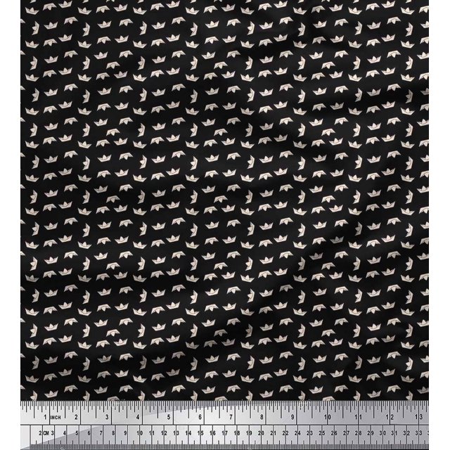 Soimoi Poly Georgette Fabric Paper Boat Art & Craft Printed Fabric 1 Yard 52 Inch Wide