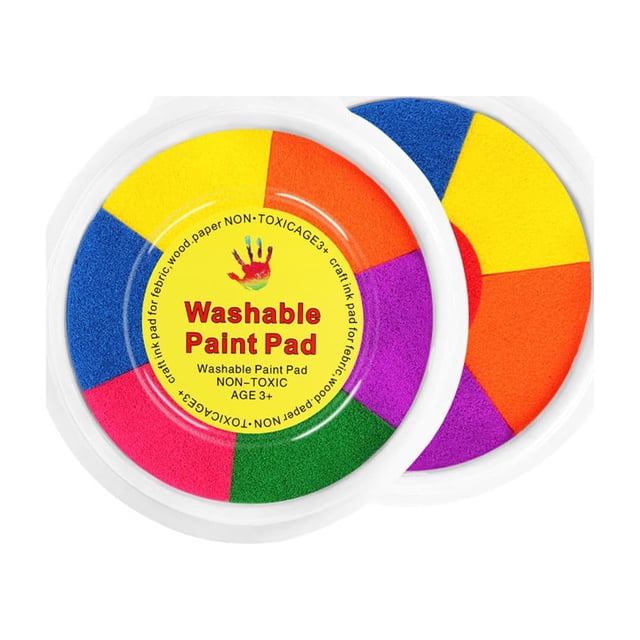 Dadatutu Fingerprint Coloring Kit for Kids featuring a washable paint pad with vibrant colors including red, yellow, green, blue, orange, and purple. The kit is designed for children aged 3 and up, ideal for DIY art, learning, and travel activities. The non-toxic and easy-to-clean paint pad promotes creativity and visual development.