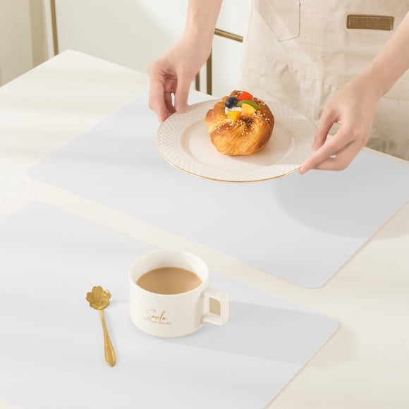 TIMIFIS Seat Cushion Round Cushion Solid Color Leather Western Dining Mat Oil-Proof Dining Table Mat Hotel Home Dining Mat Non-Slip Bowl Mat Insulation Mat Kitchen Gadgets