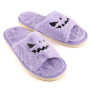RKSTN Chaussons pour Femmes Halloween Chaussons Doux en Peluche Confortables Bout Ouvert Intérieur Ou Extérieur Chaussures Douces Cadeaux pour Filles, Chaussons pour Femmes Intérieur Extérieur