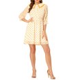 thumbnail image 2 of Unique Bargains Robe à Manches 3/4 à Volants avec Col Rabattu et Imprimé Étoiles et Pois pour Femmes, 2 of 7