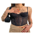 thumbnail image 3 of Women Sling Tank Tops Lace Patchwork Hollow Out Street Style Vest, 3 of 5