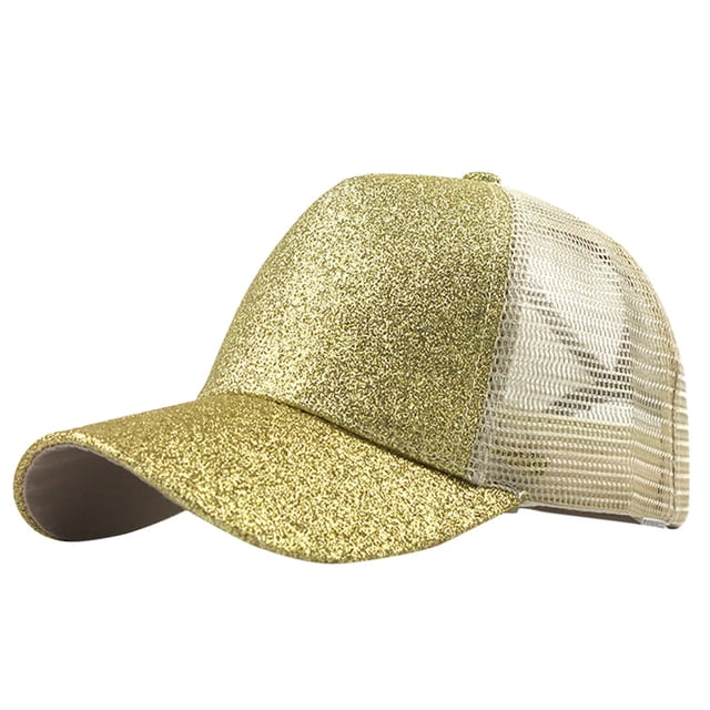 Baseball Cap Display Ponytail Messy Buns Trucker Plain Baseball Visor Cap Unisex Glitter Hat