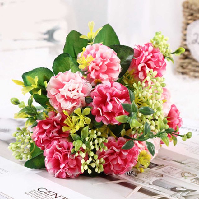 Agiferg 2PC Fake Flowers Vintage Artificial Silk Flowers Wedding Home Decoration
