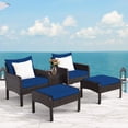 thumbnail image 1 of Costway 5 PCS Patio Rattan Wicker Furniture Set Sofa Ottoman Coffee Table Cushioned Navy, 1 of 10