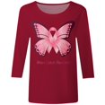 thumbnail image 4 of Fgnfyis T-Shirts pour Femmes Sensibilisation au Cancer Hauts Décontractés Col Rond Manches Trois Quarts Design Imprimé pour Quotidien Printemps Été Automne Célébrations Hauts pour Femmes Rouge Melon D\'eau m, 4 of 4
