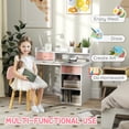 thumbnail image 4 of Qaba Ensemble de Bureau et Chaise pour Enfants 2 Pcs avec Rangement et Étagères, Rose, 4 of 10