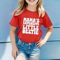 thumbnail image 2 of Girls Softball under Shirts Ruffle Girl Clothes Children's Casual Letter Pattern Print Multicolor Round Neck Short Sleeves, 2 of 4