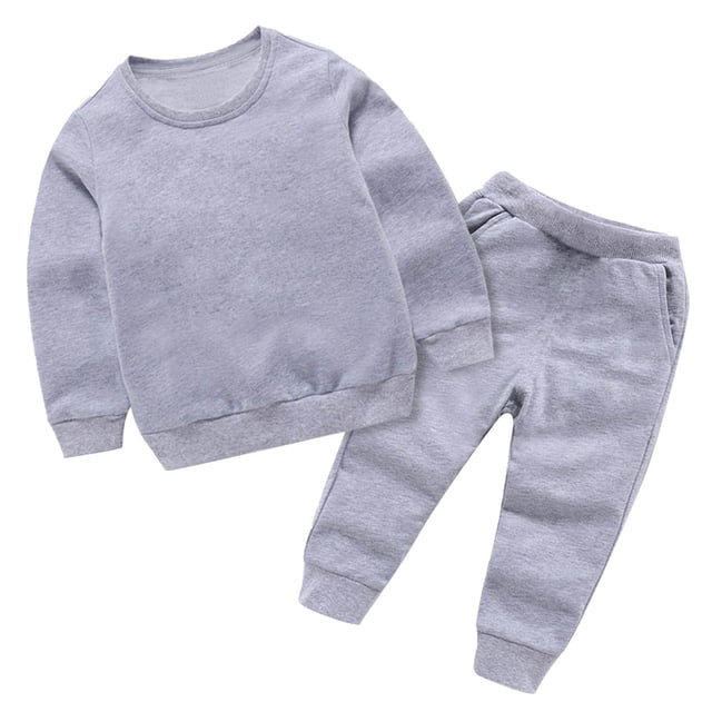 MeetoTime Girls Boys 2 Piece Outfit Basic Pullover Sweatshirt and Jogging Pants Cotton Set for Toddler Kids