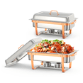 thumbnail image 1 of Ensemble de Plats Anti-Frottement pour Buffet, Lot de 2/4/6 Réchaud à Aliments en Acier Inoxydable 8 Qt Ensemble Complet de Chafer avec Moule à Eau, Support de Carburant Anti-Frottement pour Traiteur de Fête, 1 of 8