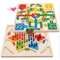 thumbnail image 2 of jifeng Wooden Game Set Chinese Checkers Flying Chess Travel Set 2 in 1 Portable, 2 of 8