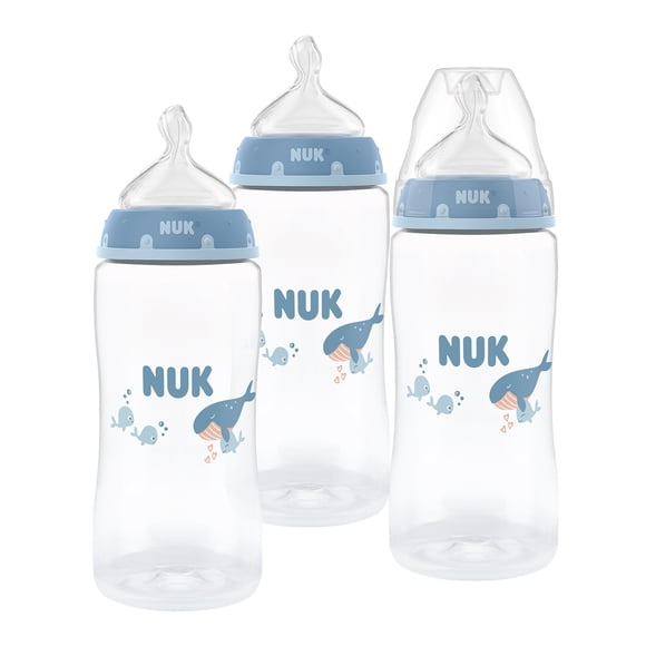 Biberons pour bébé NUK First Choice, 3+ mois, 300 ml, biberon anti-coliques, plastique, indicateur de contrôle de la température, baleine, 3 pièces