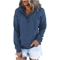 thumbnail image 2 of EQWLJWE Womens 2023 Hooded Snap Button Collar Drawstring Hoodies Pullover Sweatshirts Fall Long Sleeve Tops Shirts with Pocket Plus Size Oversized Sweatshirts For Women Halloween, 2 of 5