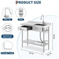 thumbnail image 2 of Bingirl Space-Saving Solution: 39 Inch Stainless Steel Freestanding Sink with Drawer & Faucet - Built-In Drain Basket & Dish Rack for Laundry or Garage, 2 of 7
