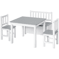 thumbnail image 1 of Qaba 4-Piece Set Kids Wood Table Chair Bench with Storage Function Easy to Clean Gift for Girls Boys Toddlers Age 3 Years up - Gray and White, 1 of 10
