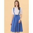 thumbnail image 3 of Unique Bargains Jupe Midi Plissée à Bretelles Rétro à Taille Élastique pour Femme Bleu G, 3 of 5