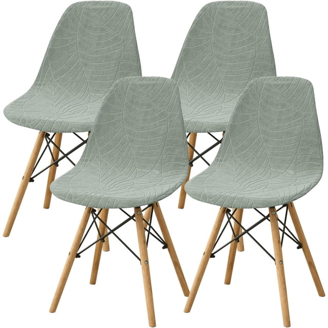 Shell Dining Room Chair Slipcovers Set of 2/4/6,Stretch Modern Armless Lounge Chair Slipcovers Protector for Kitchen Dining Living Room(Pine Green,4Pcs)