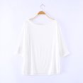 thumbnail image 2 of Birdeem T-Shirt Femme Col Rond Couleur Unie Manches Courtes Ample, 2 of 12