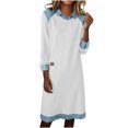 thumbnail image 2 of Mceream Robes Longues pour Femmes Formelles Grande Taille à Blocs de Couleur Robe Patchwork en Denim Printemps Ample Décontractée à Col Midi Robes Chandail Blanc P, 2 of 8