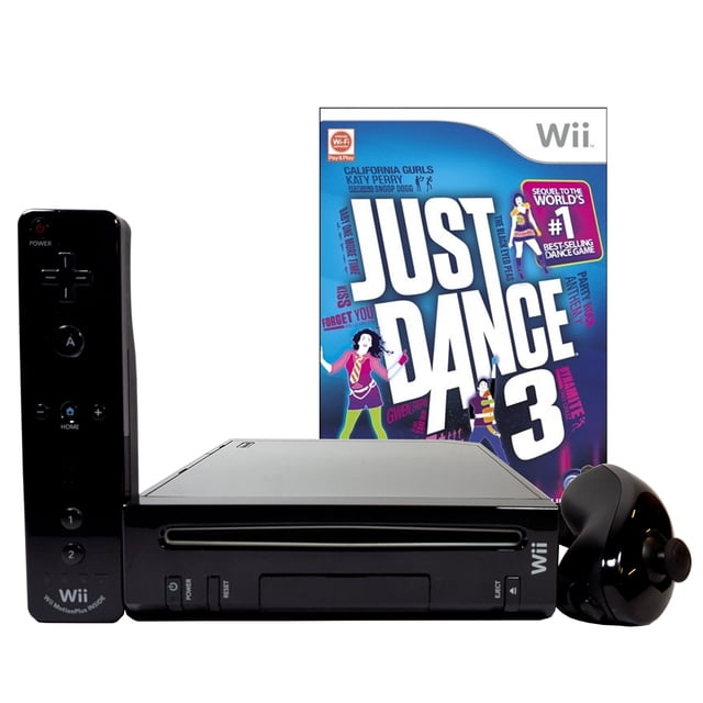 Console Nintendo Wii Noire Remise à Neuf avec Just Dance 3 Motion Plus (Remis à Neuf)